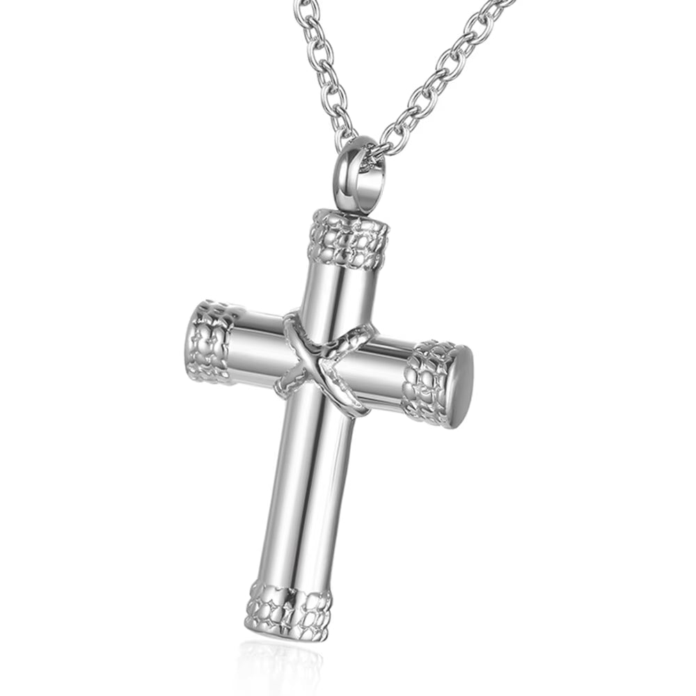 Eternal Grace Cross Pendant – Stainless Steel Memorial Ashes Necklace