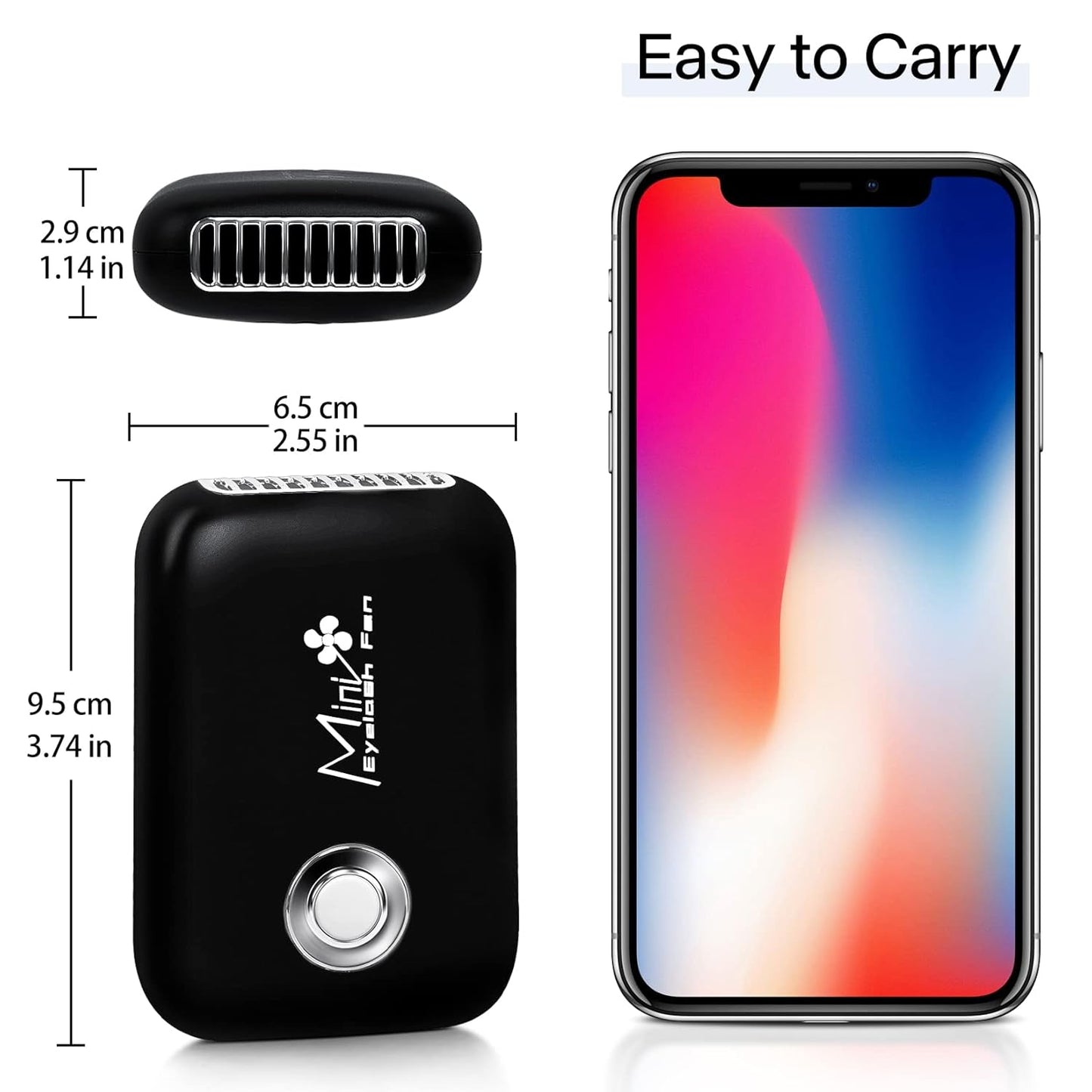 Eyelash Extension Rechargeable Mini Fan – Black 🖤