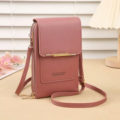 Crazy Bag Fashion Touch Screen Lock Cell Phone Bag Women'S Mobile Phone Card Holder Crossbody Shoulder Bag