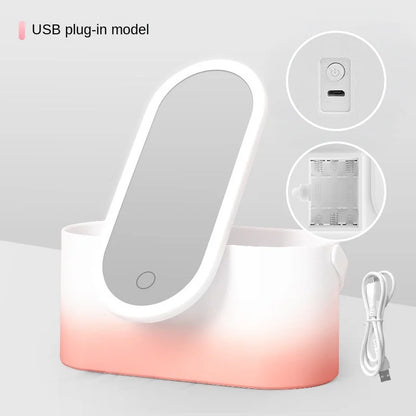 Luxury LED Makeup Mirror with Storage – Rechargeable & Portable