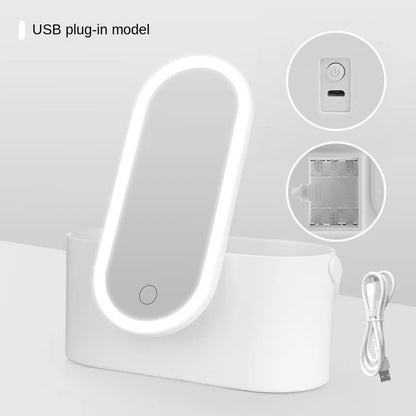 Luxury LED Makeup Mirror with Storage – Rechargeable & Portable