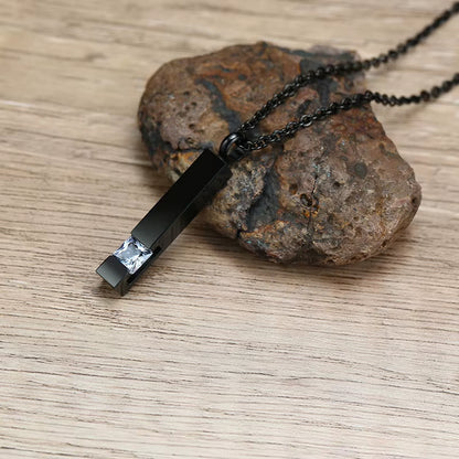 Urn Necklaces for Ashes Memorial Cremation Jewelry, Stainless Steel Bar Pendant for Women Men,Keepsake Gift with CZ Stone