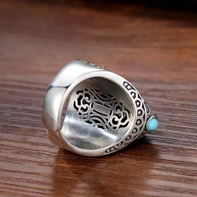 🕉️ Tianzhu Fortune Ring – 925 Silver Nine-Eyed Prosperity Bead Jewelry