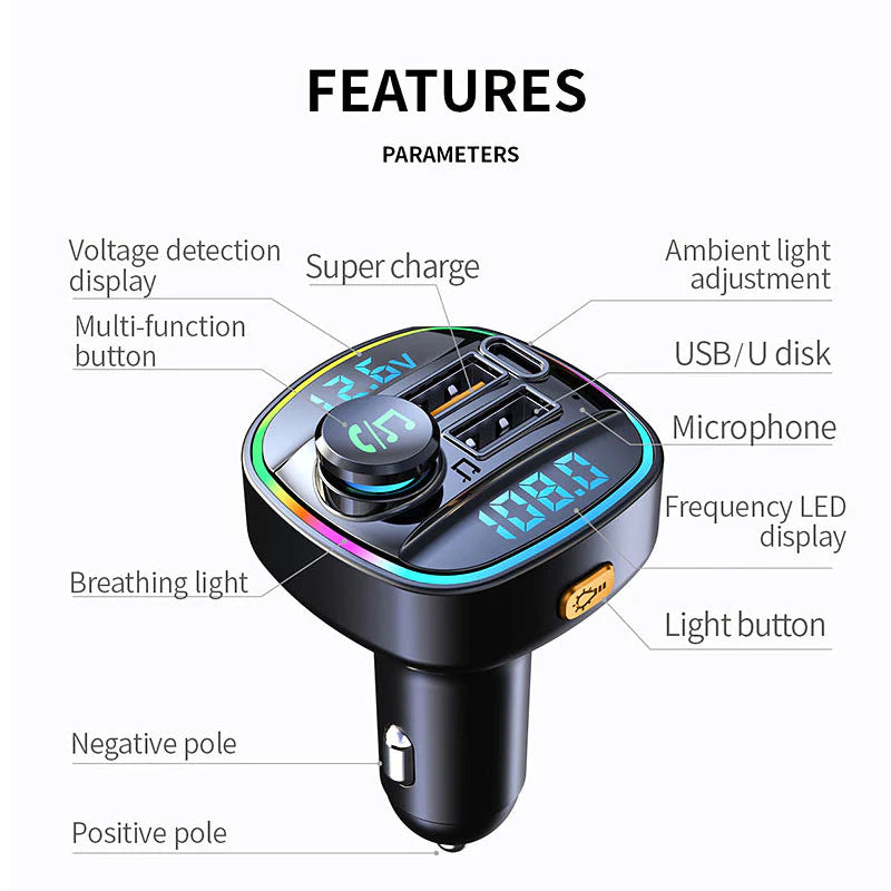 DriveLink FM Pro Transmitter – Hands-Free Sound & Super Fast Charge