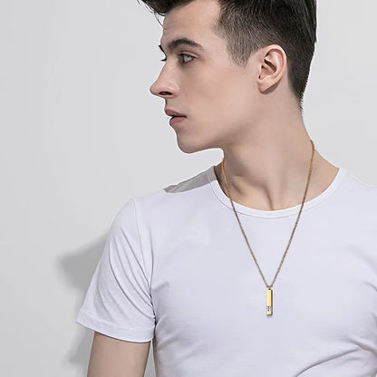 Urn Necklaces for Ashes Memorial Cremation Jewelry, Stainless Steel Bar Pendant for Women Men,Keepsake Gift with CZ Stone