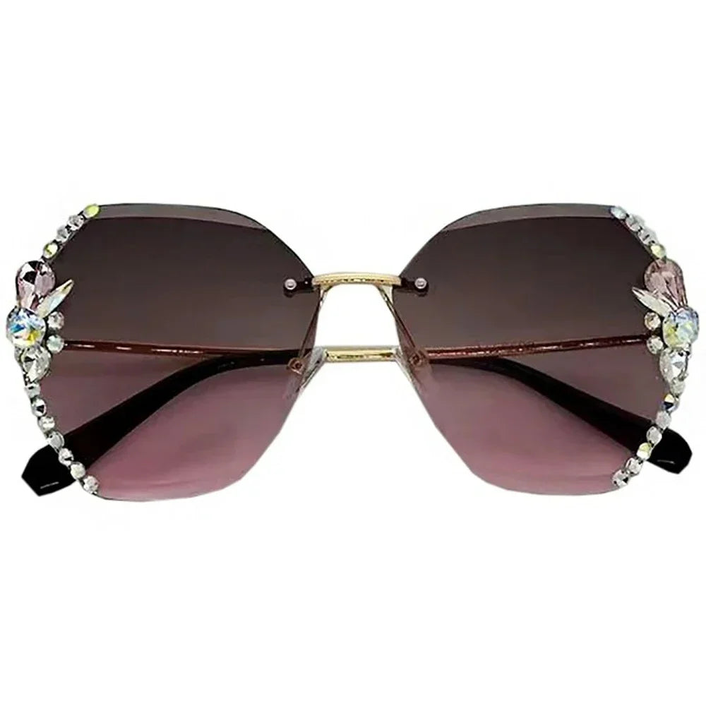 Vintage Rimless Rhinestone Sunglasses – Luxury Gradient Edition