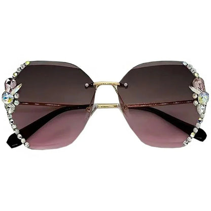 Vintage Rimless Rhinestone Sunglasses – Luxury Gradient Edition