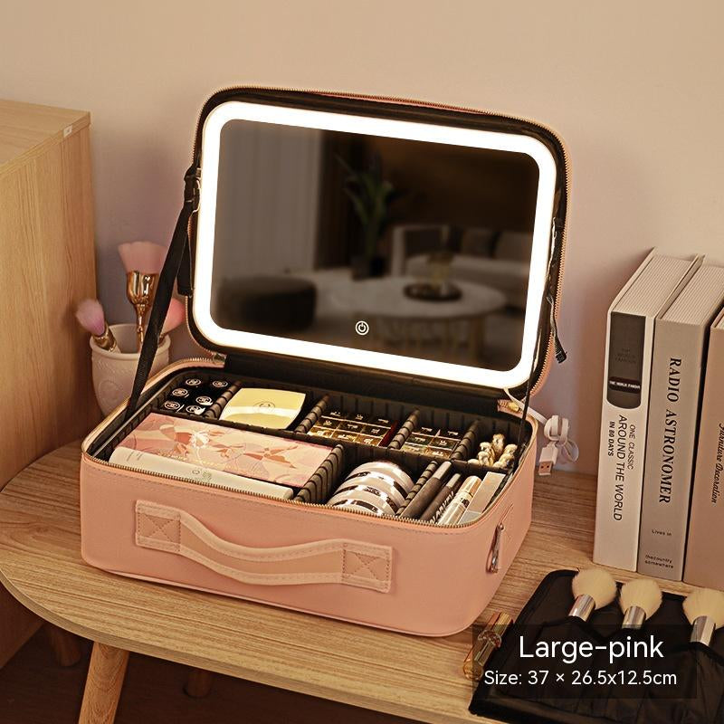 Illuminated Makeup Case – Reflective LED Beauty Organizer for Luxe Glamour 
