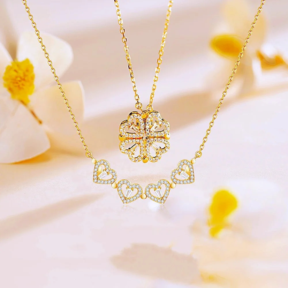 💞 316L Stainless Steel Love Magnetic Clover Necklace – Elegant Bond Jewelry