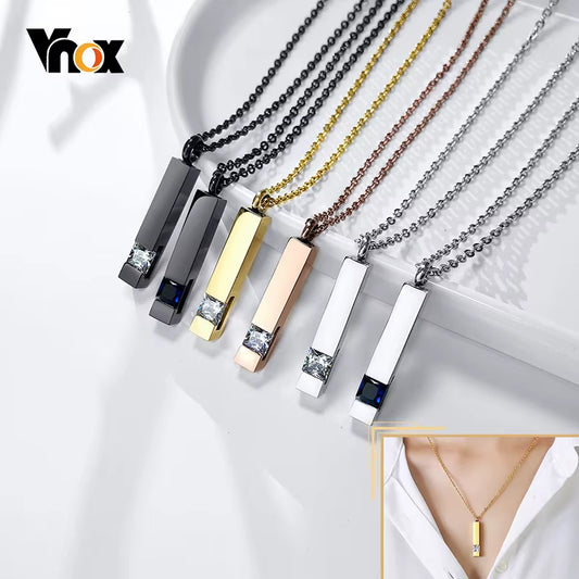 Urn Necklaces for Ashes Memorial Cremation Jewelry, Stainless Steel Bar Pendant for Women Men,Keepsake Gift with CZ Stone