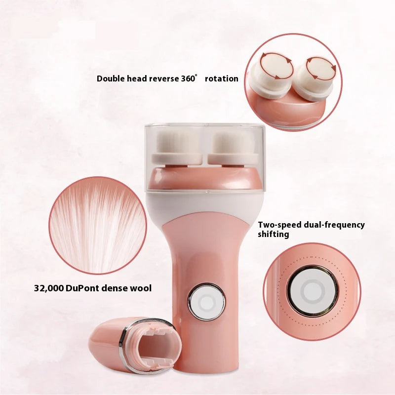 Gentle Dual-Head Skin Cleansing Brush – Adjustable Electric Facial Cleaner  