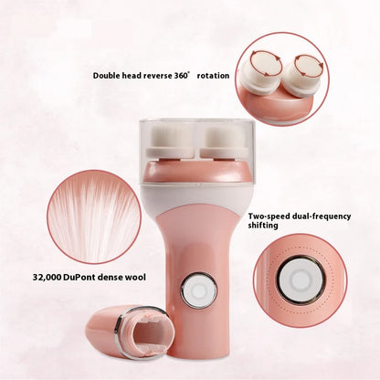 Gentle Dual-Head Skin Cleansing Brush – Adjustable Electric Facial Cleaner  