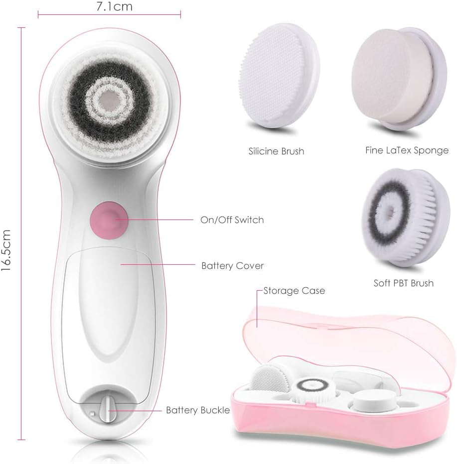 3-in-1 Facial Cleansing Brush Set w/ Travel Case – Dual-Speed, 3 Heads (Water-Resistant)