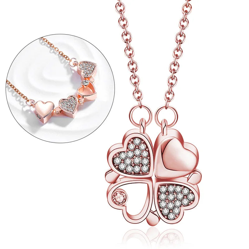 💞 316L Stainless Steel Love Magnetic Clover Necklace – Elegant Bond Jewelry