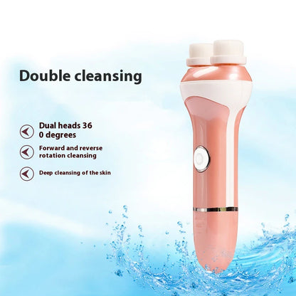 Gentle Dual-Head Skin Cleansing Brush – Adjustable Electric Facial Cleaner  