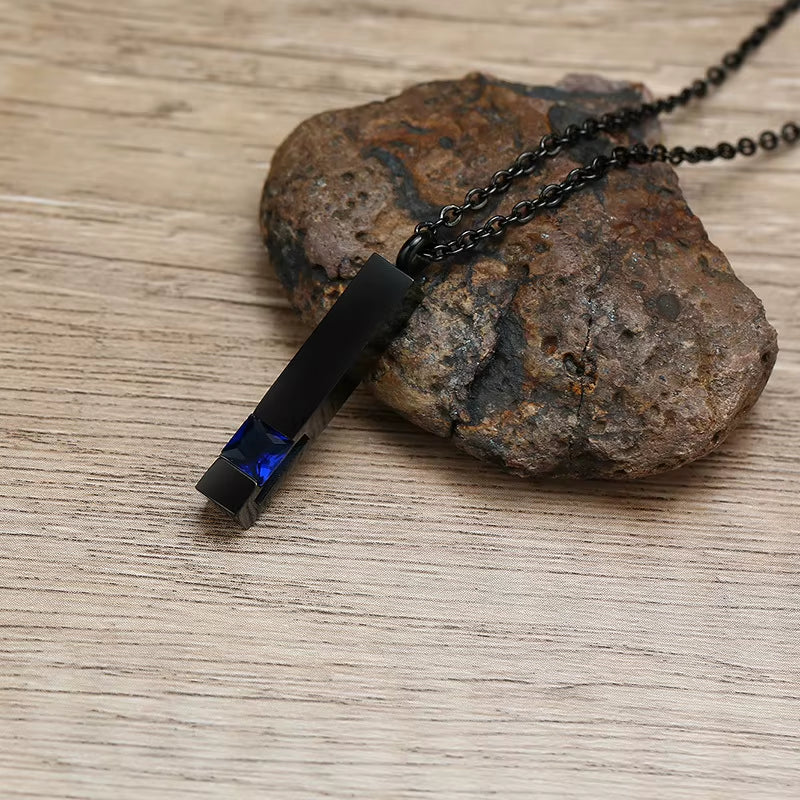 Urn Necklaces for Ashes Memorial Cremation Jewelry, Stainless Steel Bar Pendant for Women Men,Keepsake Gift with CZ Stone