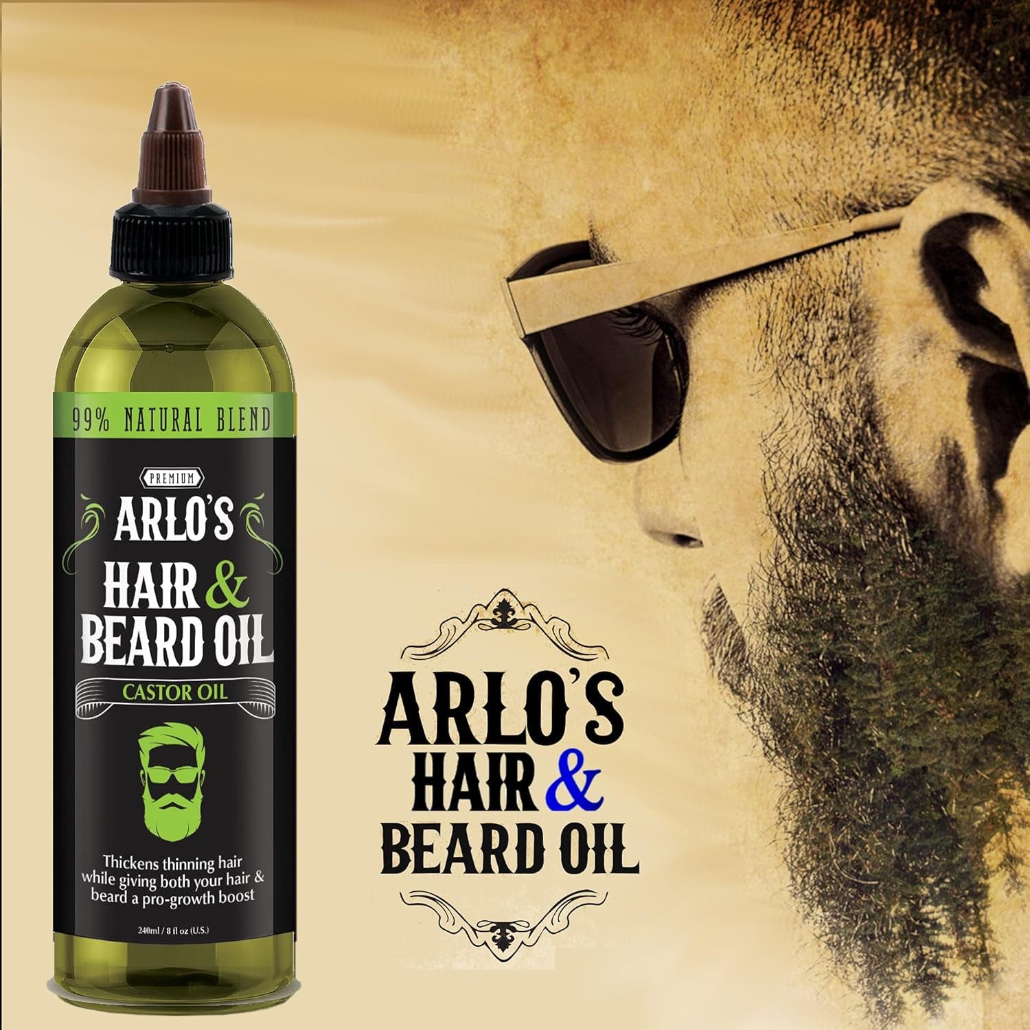 Pro-Growth Hair & Beard Oil – 99% Natural Castor Blend (8 oz)