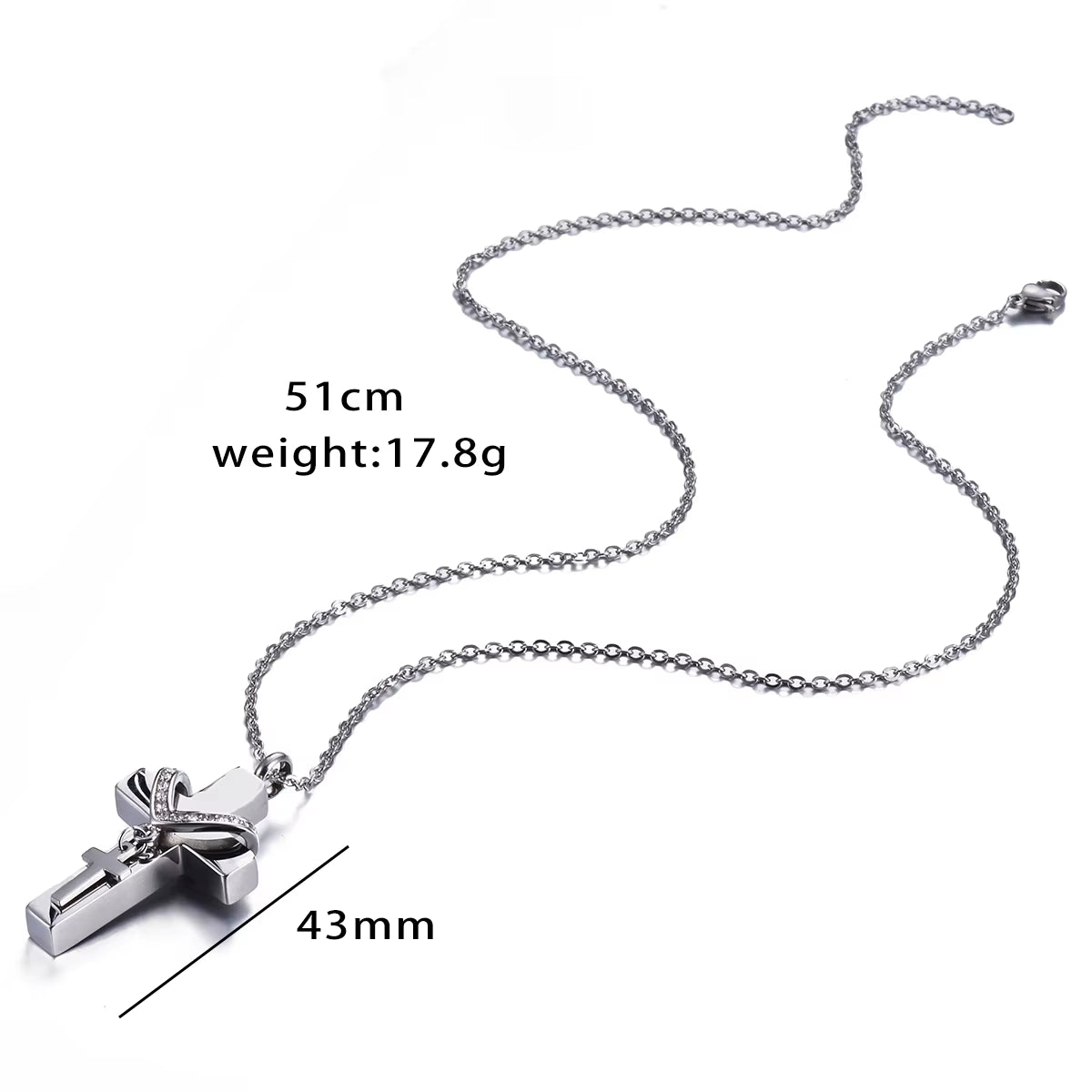  Dual Cross Faith Pendant – Unisex Stainless Steel Memorial Necklace