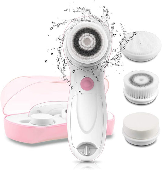 3-in-1 Facial Cleansing Brush Set w/ Travel Case – Dual-Speed, 3 Heads (Water-Resistant)