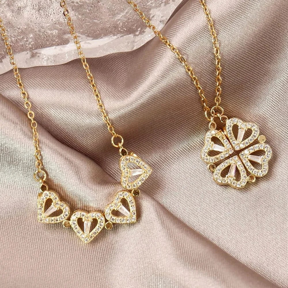 💞 316L Stainless Steel Love Magnetic Clover Necklace – Elegant Bond Jewelry