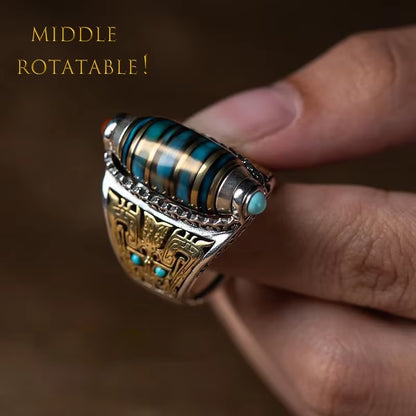 🕉️ Tianzhu Fortune Ring – 925 Silver Nine-Eyed Prosperity Bead Jewelry