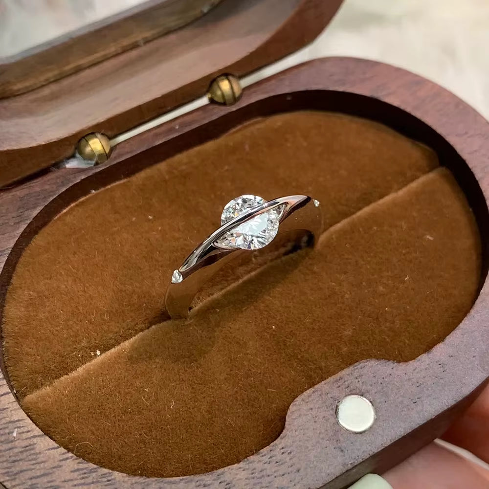 1Carat Moissanite Wedding Ring for Women 925 Sterling Silver Solitaire Sparkling Diamond Engagement Rings with Certificate