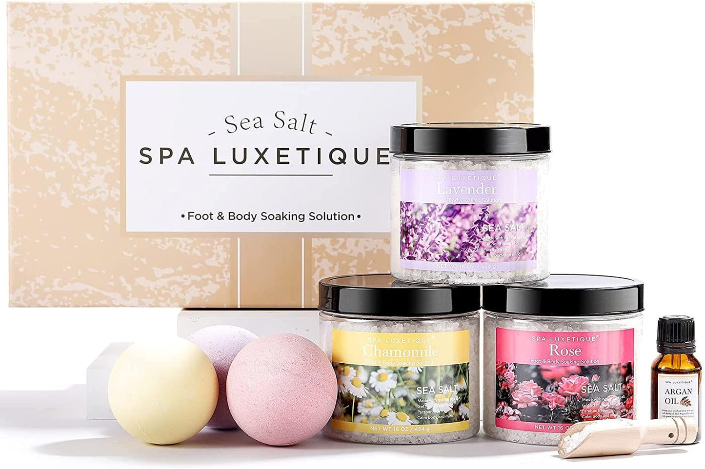 Smoothing Bath Salts Gift Set – 3 Scents (Lavender, Vanilla & Coconut) 3.17 lbs  