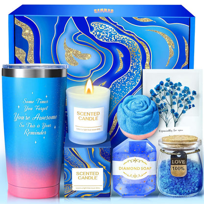 Jasmine Spa Gift Basket – 6-Piece Luxury Set (Tumbler, Candle, Bath Soaks & More)