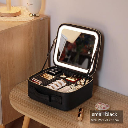 Illuminated Makeup Case – Reflective LED Beauty Organizer for Luxe Glamour 
