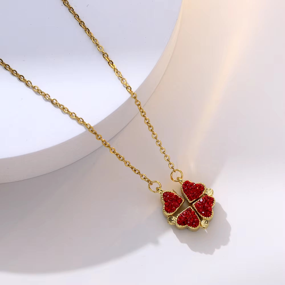 💞 316L Stainless Steel Love Magnetic Clover Necklace – Elegant Bond Jewelry