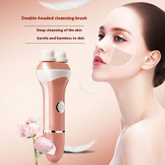 Gentle Dual-Head Skin Cleansing Brush – Adjustable Electric Facial Cleaner  